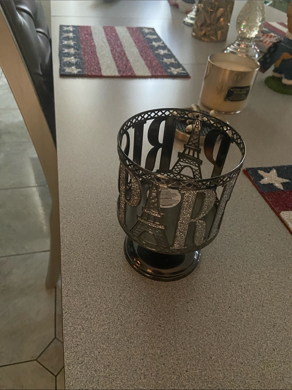 Decorative Paris Eiffel Tower Metal Candle Holder in Black